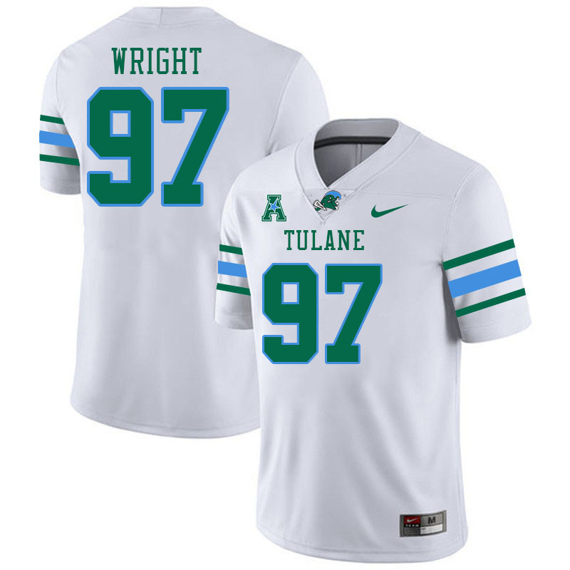 Tulane Green Wave #97 Ryan Wright College Football Jerseys Stitched Sale-White